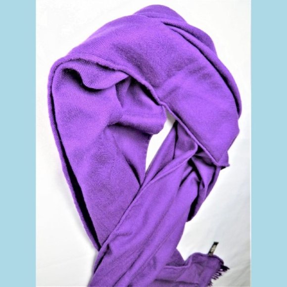 HERMES Shawl Libris Wrap Scarf Purple Cashmere Silk Oversized 80"/33" Authentic - Picture 6 of 12